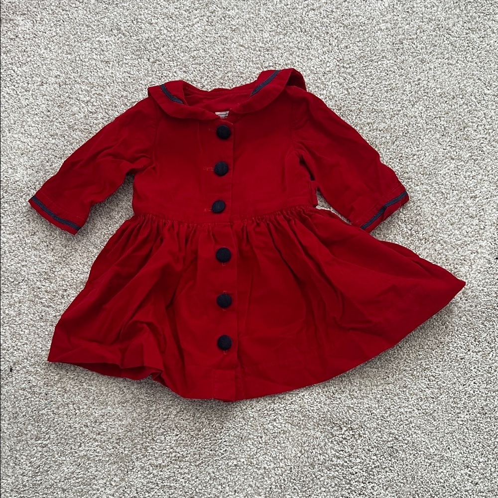 Adorable Red Kids Dress with Navy Details